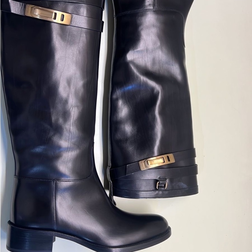 SARTORE MADE IN ITALY LEATHER Women's Black Knee-High Boots - Picture 9 of 10
